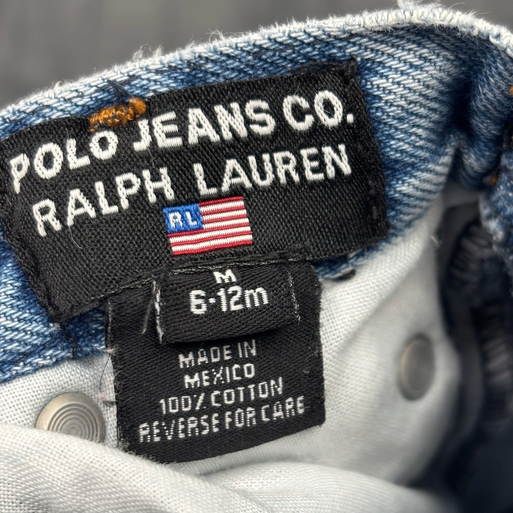 Polo Jeans Co Ralph Lauren Baby Light Wash Denim Pants 6-12M Snap Leg Vintage - Picture 6 of 8